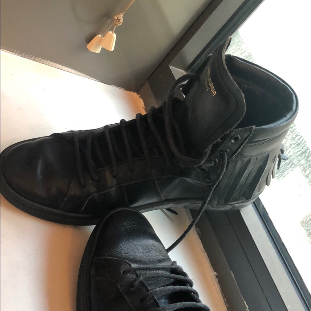 Saint Laurent Leather HighTop Sneaker FringeDetail - Picture 3 of 8